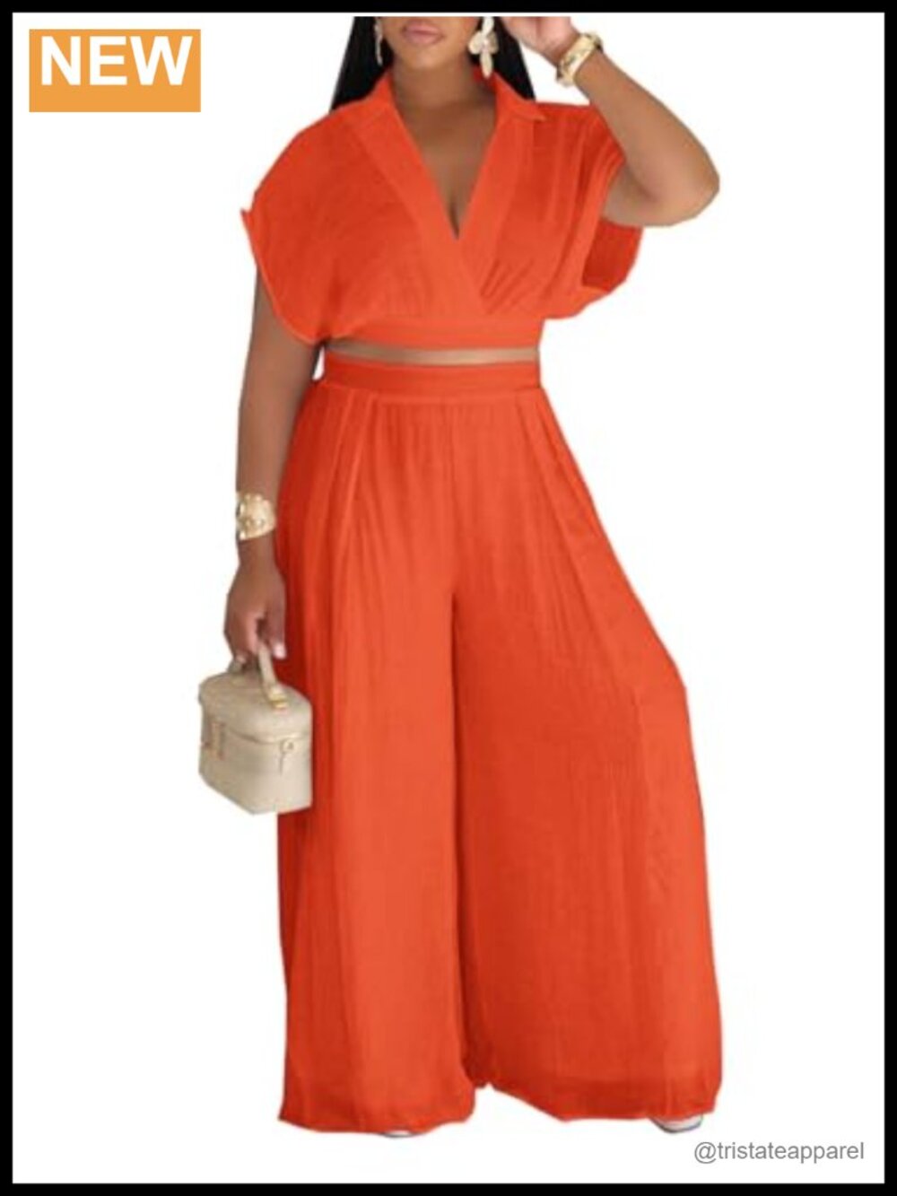 Women's 2 Piece Crop Top Wide Leg Pants Set Rayon Spandex Lounge